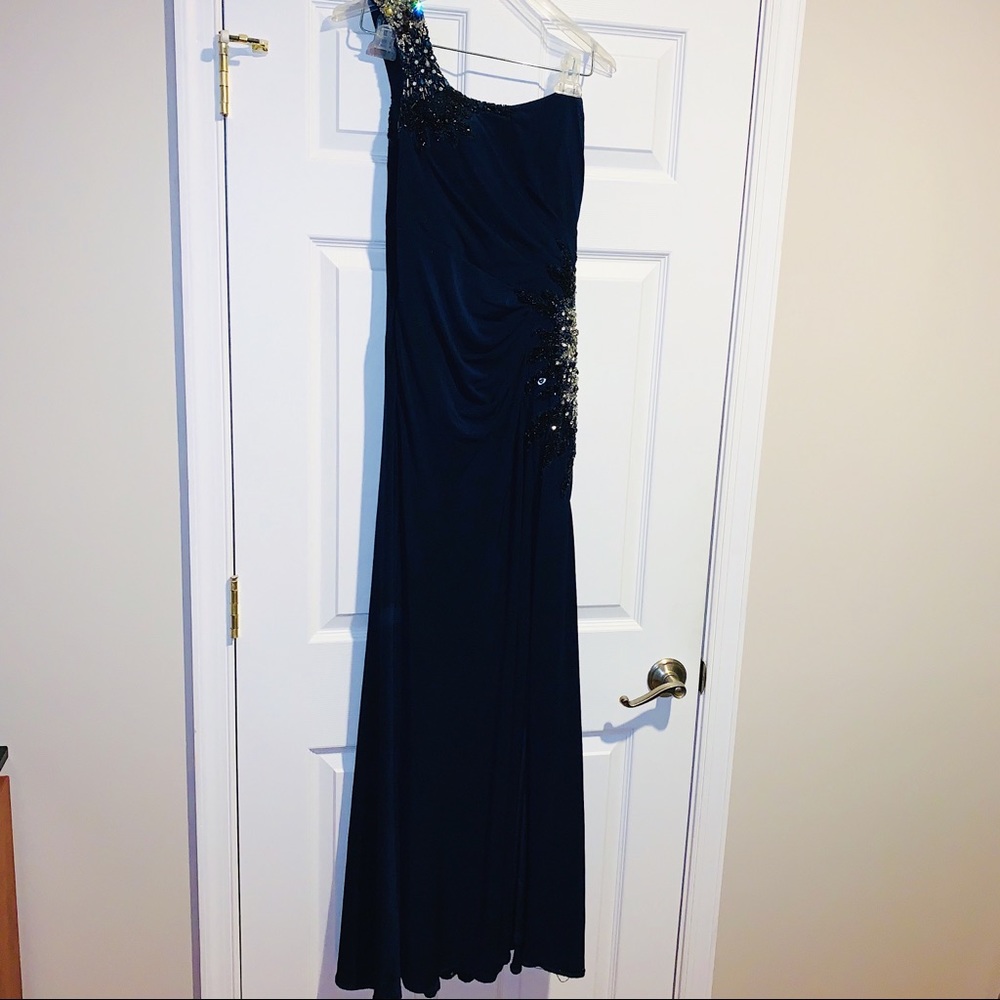 Terani Couture Navy Blue Prom Dress - Picture 4 of 8